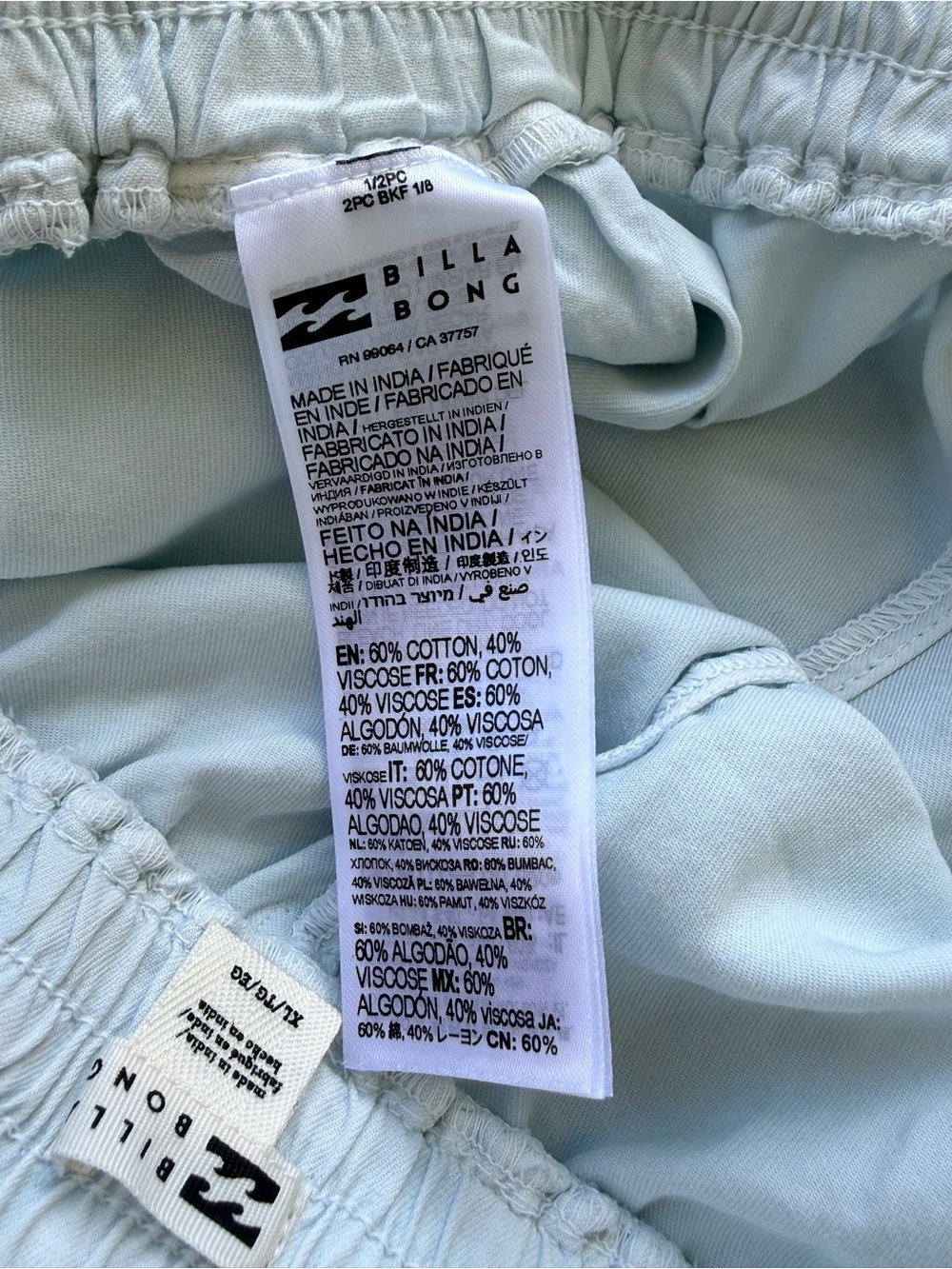 Billabong Road Trippin Shorts Washed Chambray light Blue curved hem pull on XL - Picture 9 of 9